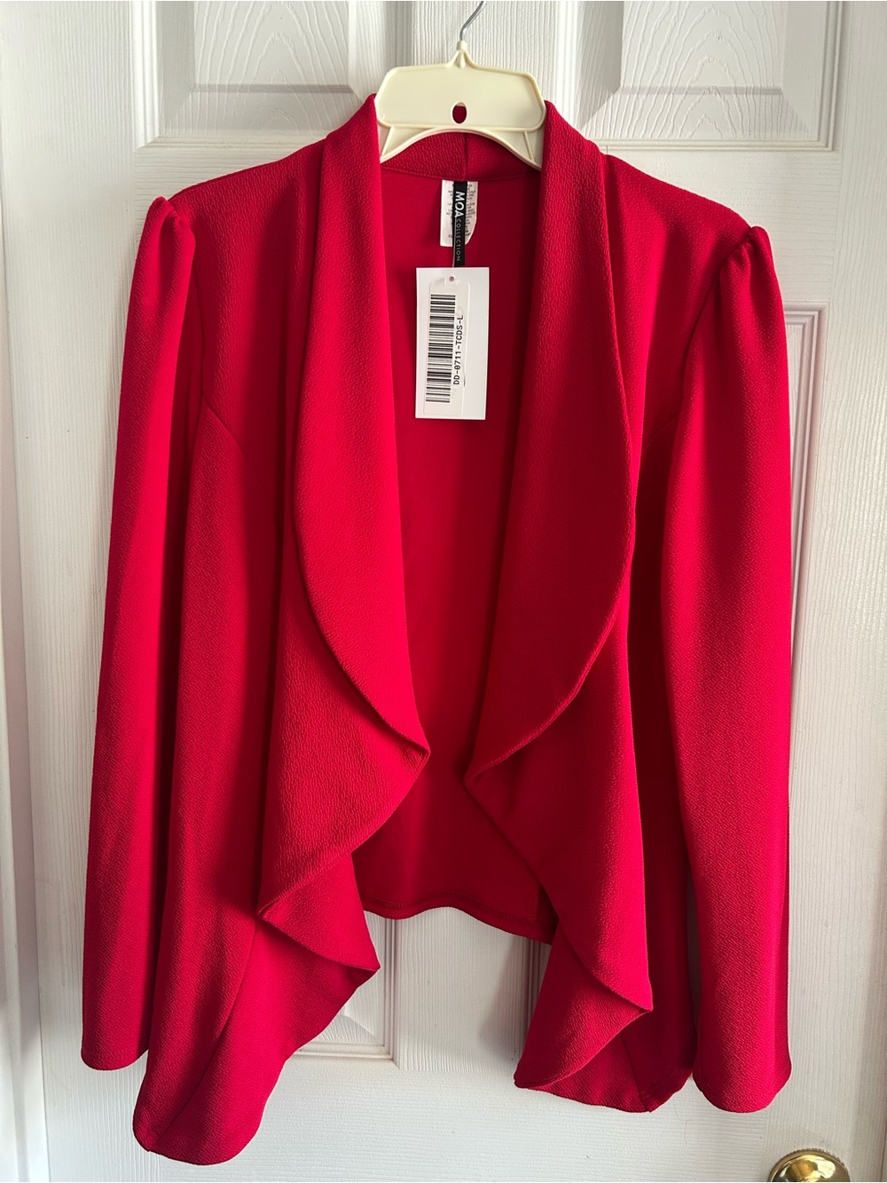 Filly Flair Vibrant Red Draped Open-Front Blazer